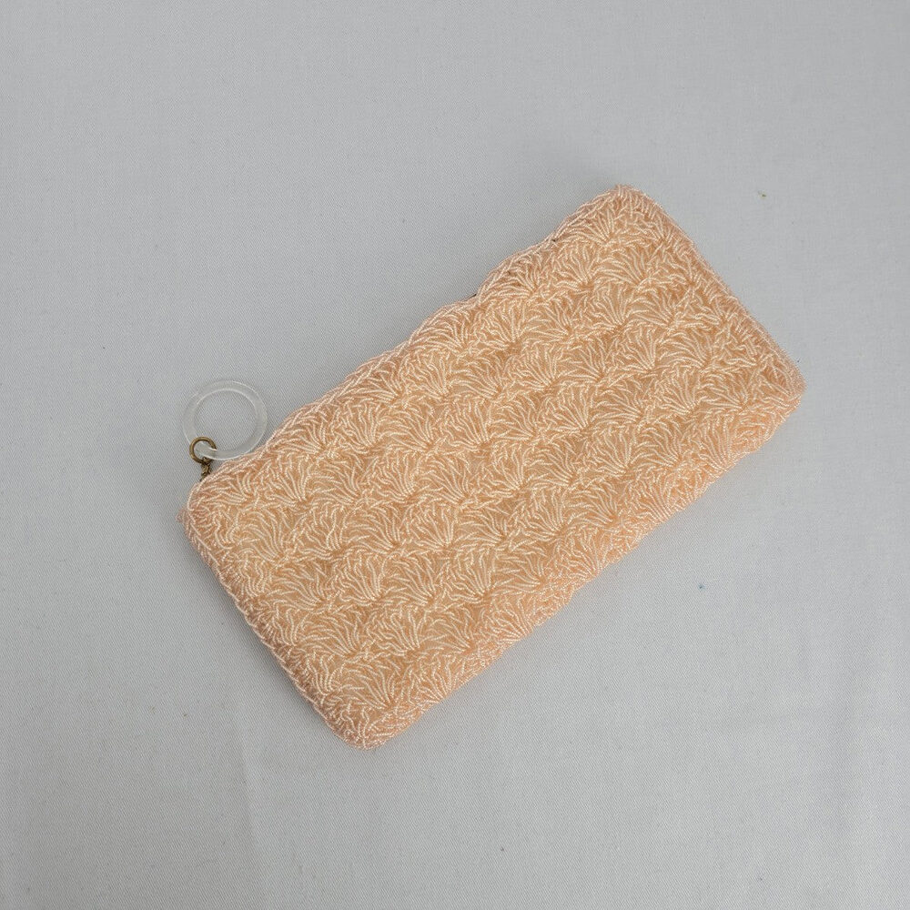 Vintage Arbel Montreal Beaded Coin Purse Made in Japan Blush Pink Evening Bag